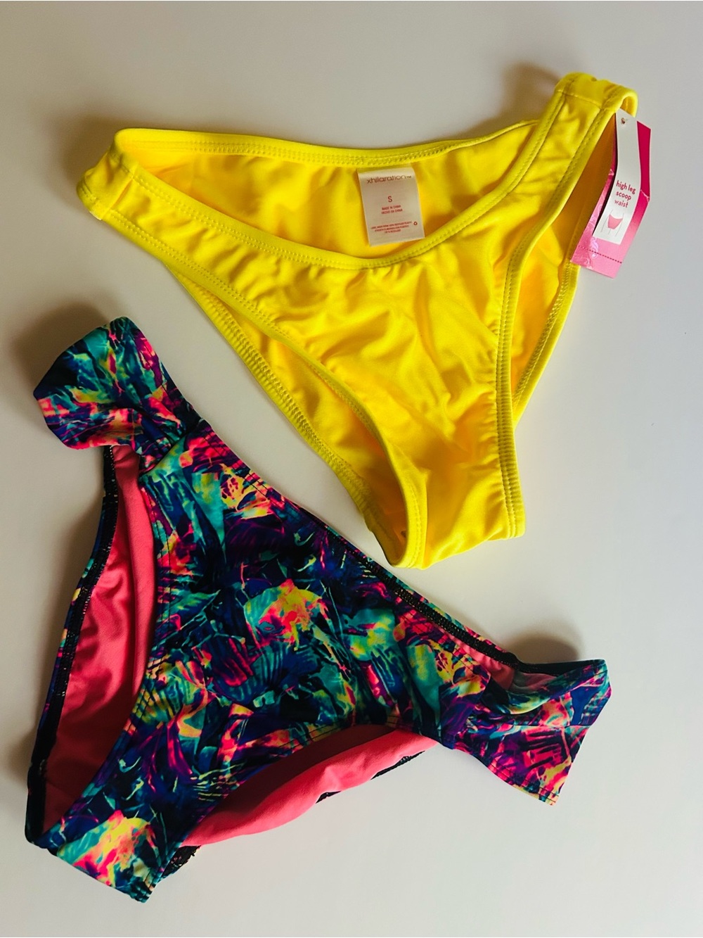 “PINK” floral and “Xhilaration”Yellow Bikini Bottoms bundle
